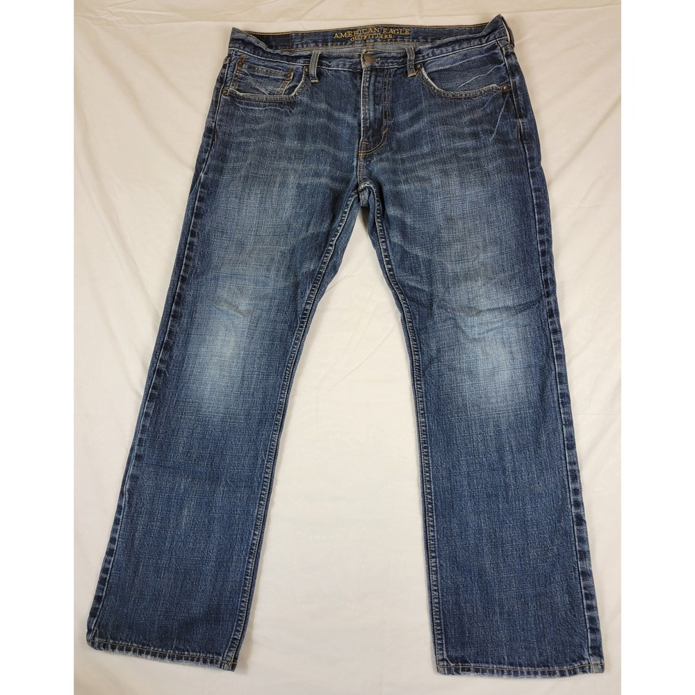 American Eagle Original Straight Jeans Mens 36x30 Blue Denim Medium Wash Cotton